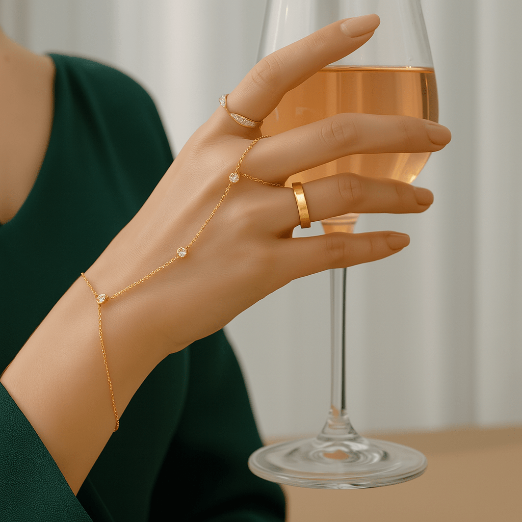 AstraNova justerbart ringarmbånd – krystalldetalj