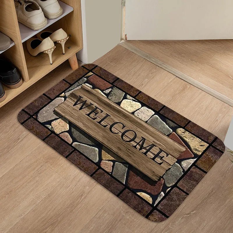 PetalGuard Non Slip Floor Mat — Floral Script Design