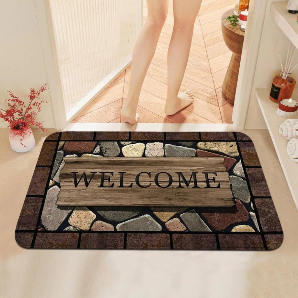 PetalGuard Non Slip Floor Mat — Floral Script Design