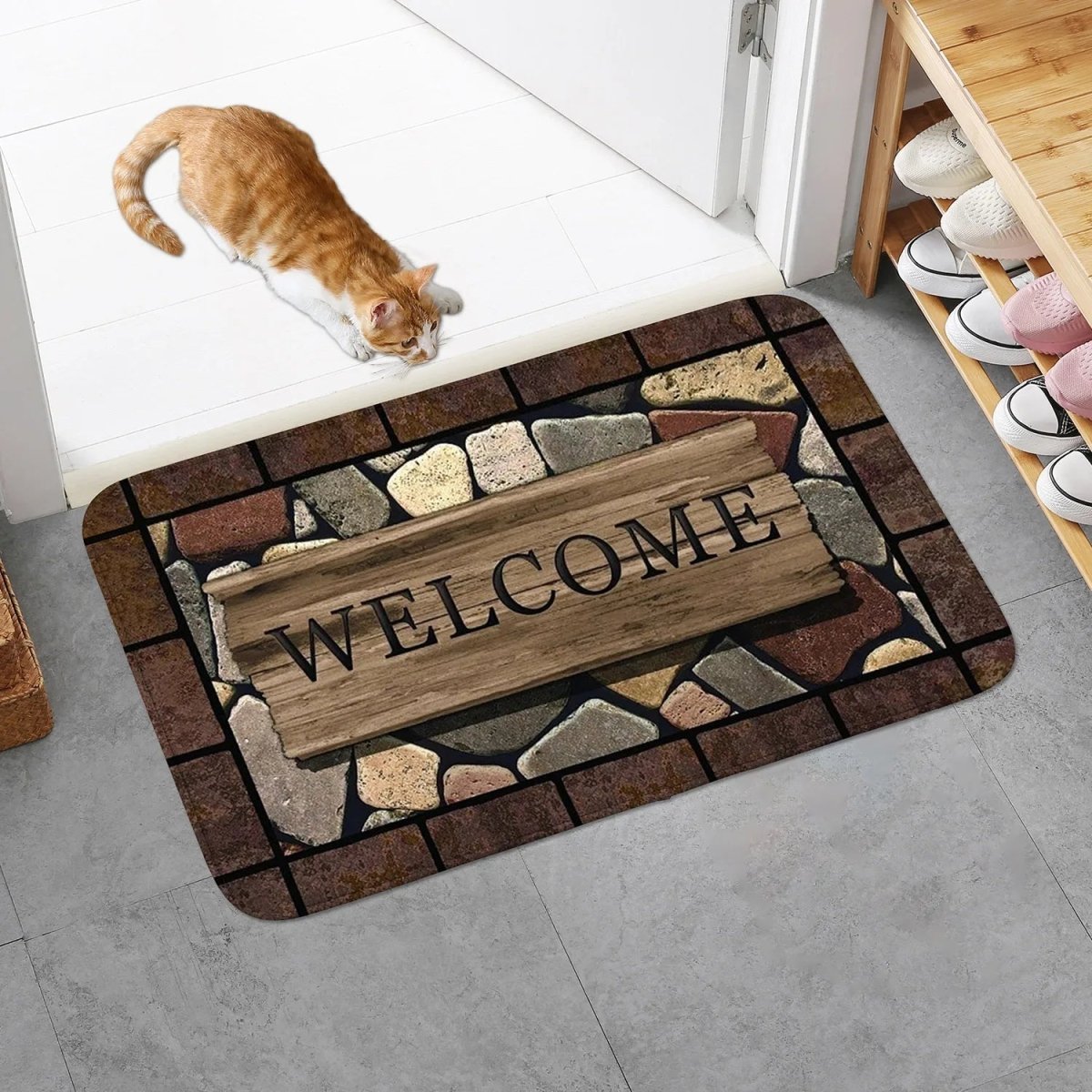 PetalGuard Non Slip Floor Mat — Floral Script Design
