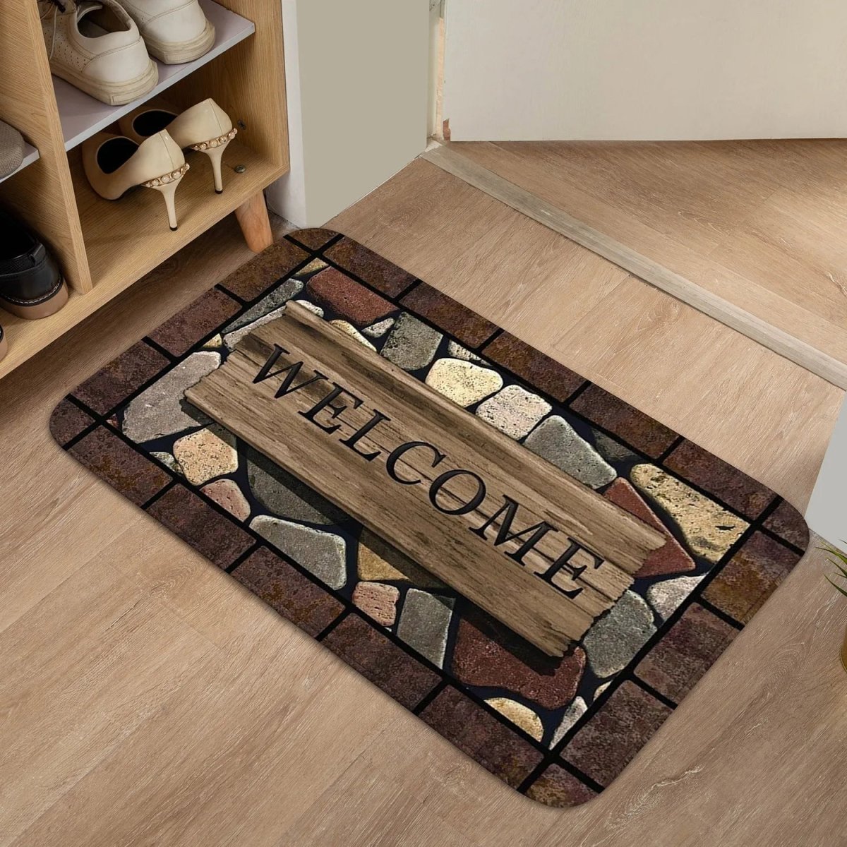 PetalGuard Non Slip Floor Mat — Floral Script Design
