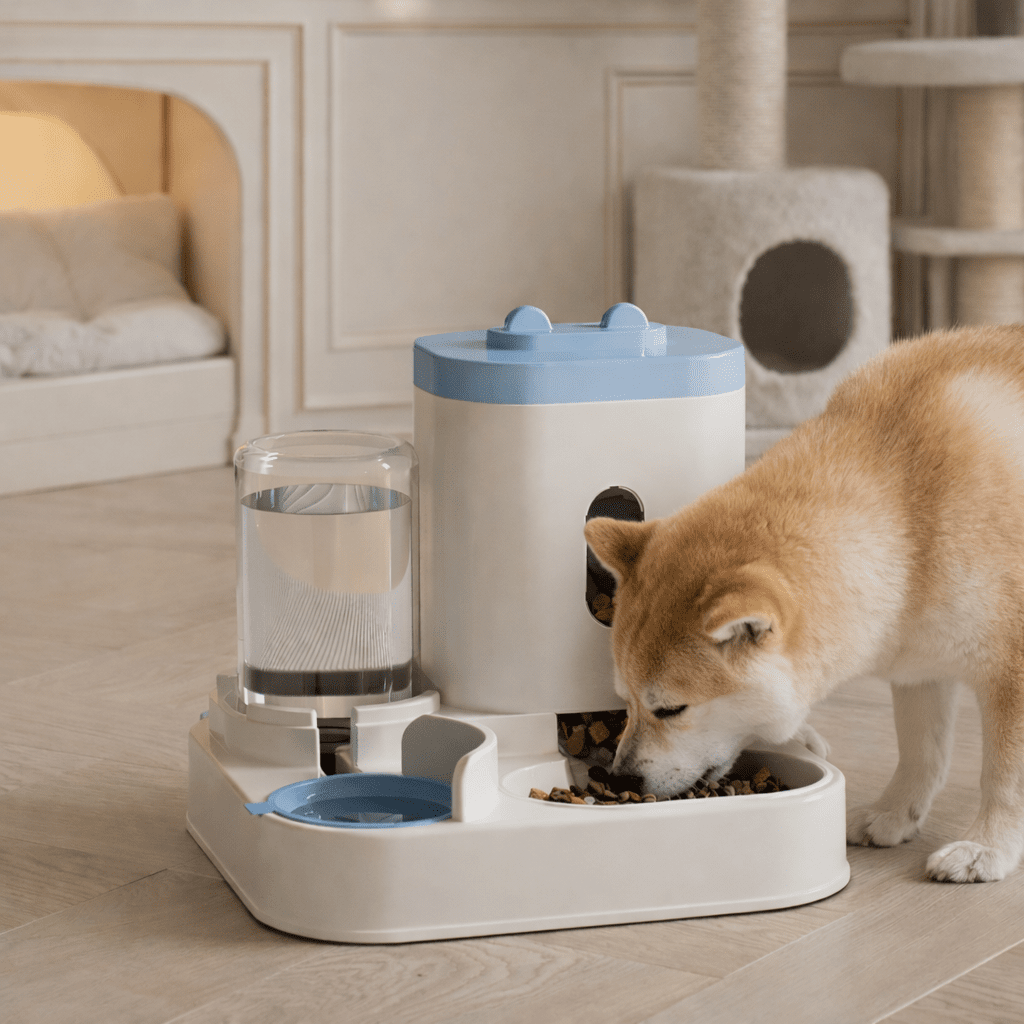 PawCloud Gravity-Feed Pet Food and Water Dispenser — Non-Electric Operation
