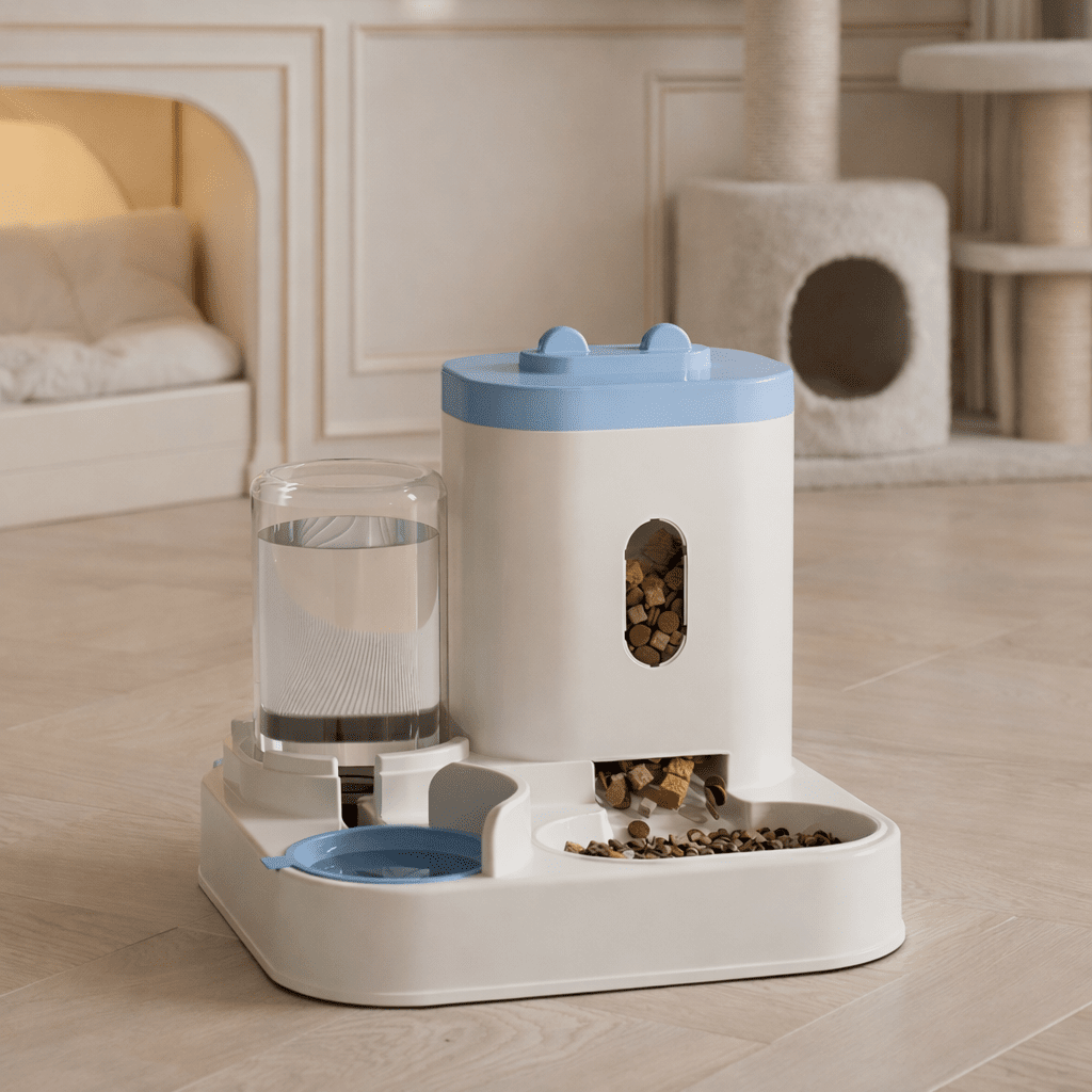 PawCloud Gravity-Feed Pet Food and Water Dispenser — Non-Electric Operation