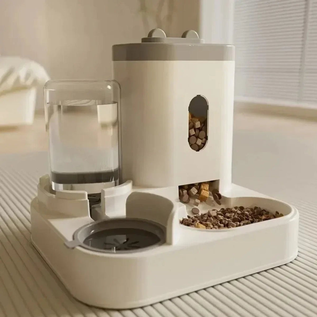 PawCloud Gravity-Feed Pet Food and Water Dispenser — Non-Electric Operation