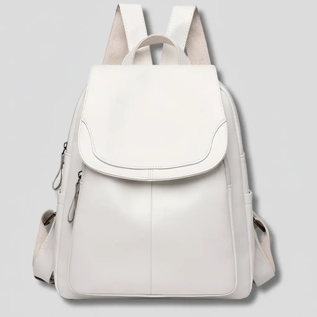 Sac à dos pour femme en cuir végan — fermeture éclair de sécurité à l'arrière