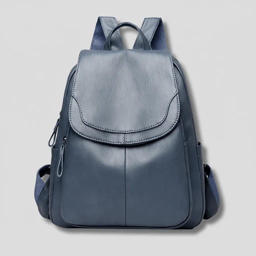 Sac à dos pour femme en cuir végan — fermeture éclair de sécurité à l'arrière