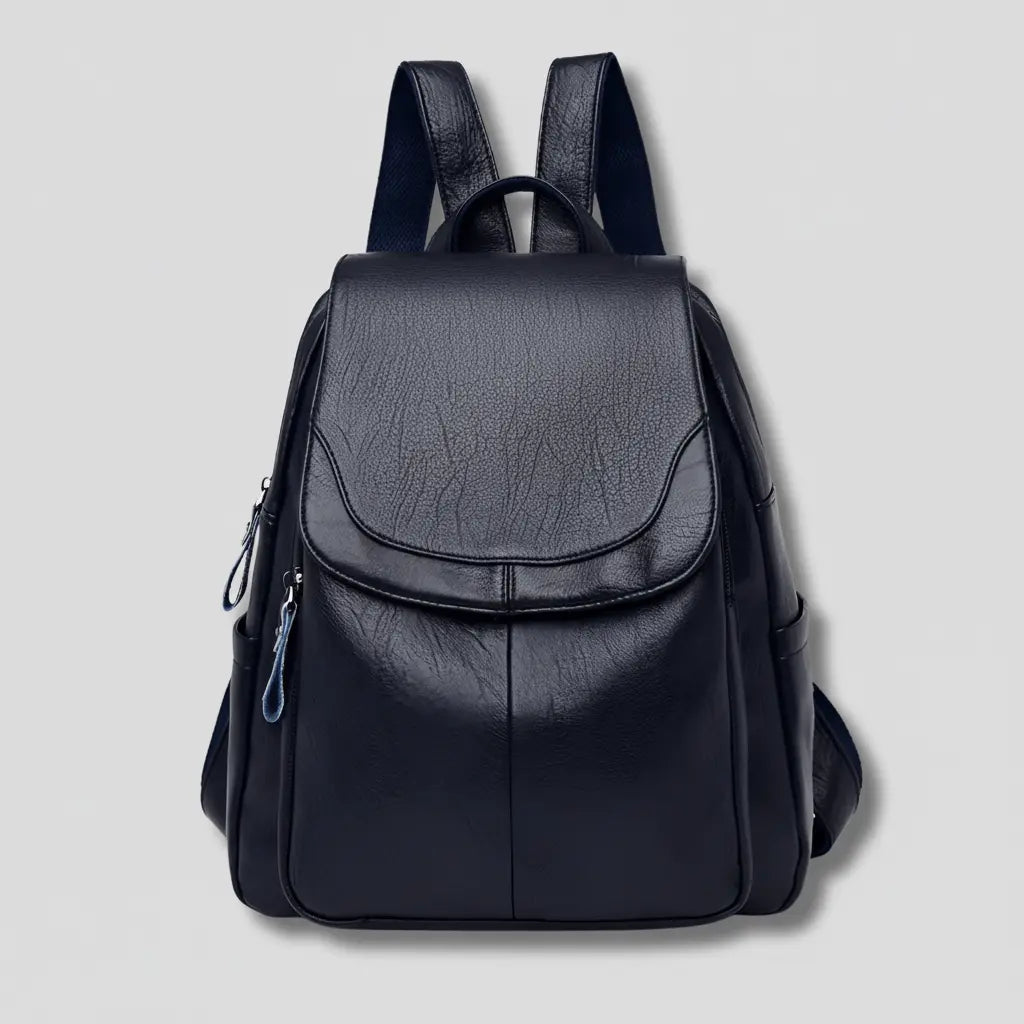 Sac à dos pour femme en cuir végan — fermeture éclair de sécurité à l'arrière
