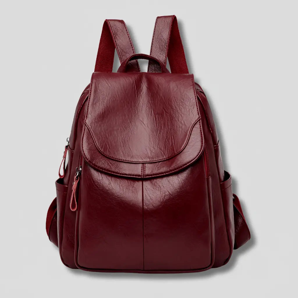Sac à dos pour femme en cuir végan — fermeture éclair de sécurité à l'arrière