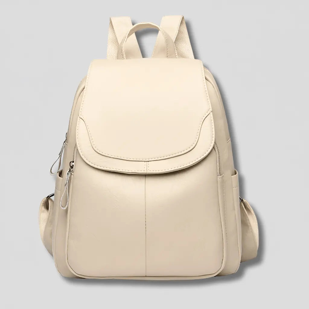 Sac à dos pour femme en cuir végan — fermeture éclair de sécurité à l'arrière