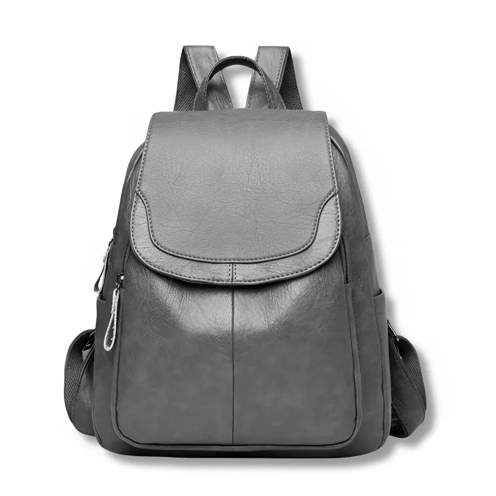 Sac à dos pour femme en cuir végan — fermeture éclair de sécurité à l'arrière