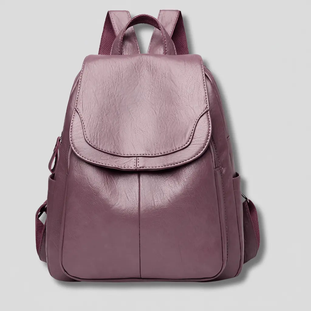 Sac à dos pour femme en cuir végan — fermeture éclair de sécurité à l'arrière