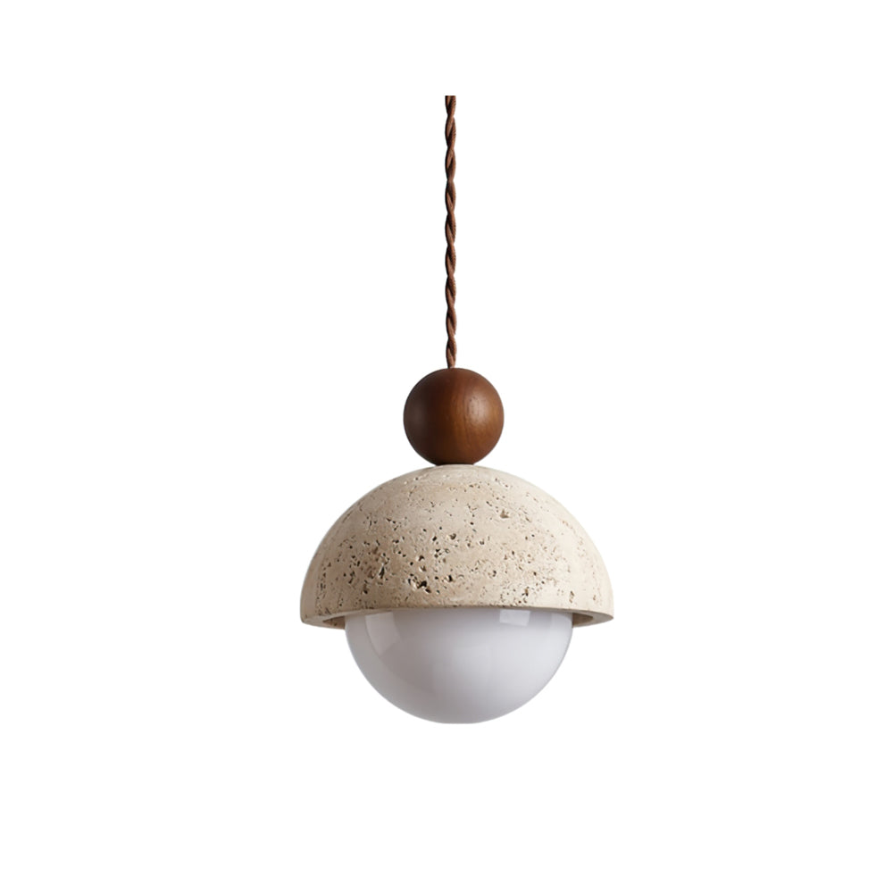 Aurelle | Pendant Light With Travertine Glass Dome