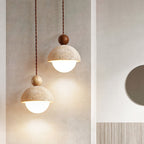 Aurelle | Pendant Light With Travertine Glass Dome