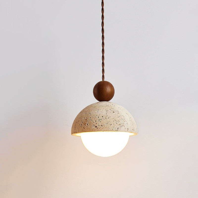 Aurelle | Pendant Light With Travertine Glass Dome