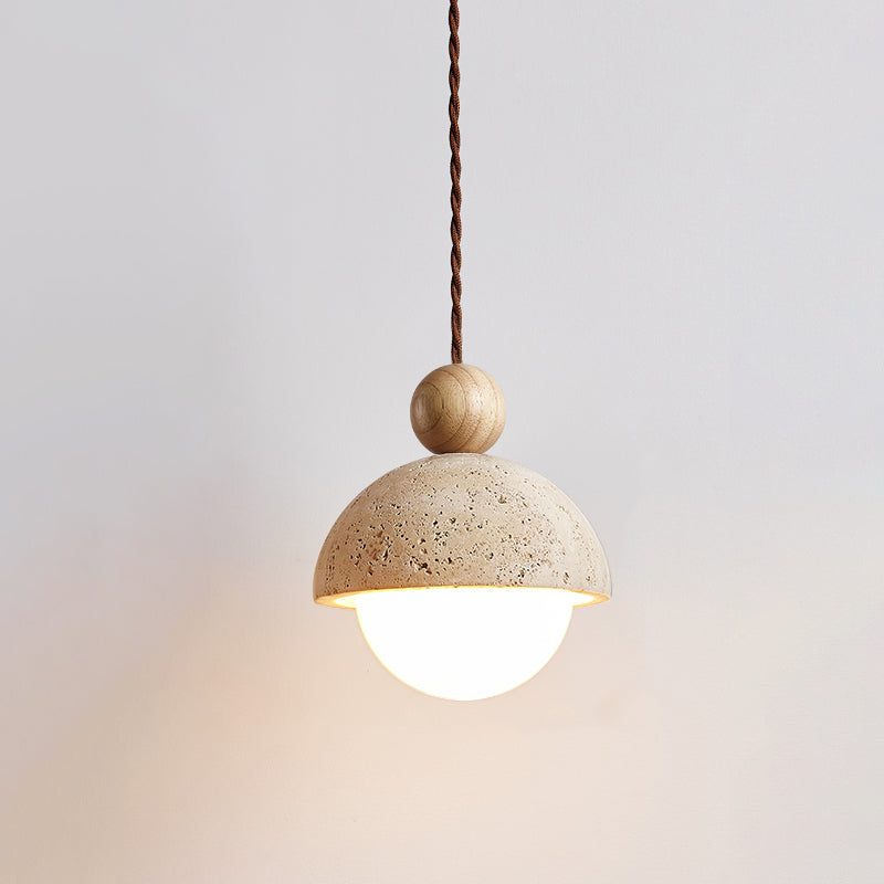 Aurelle | Pendant Light With Travertine Glass Dome
