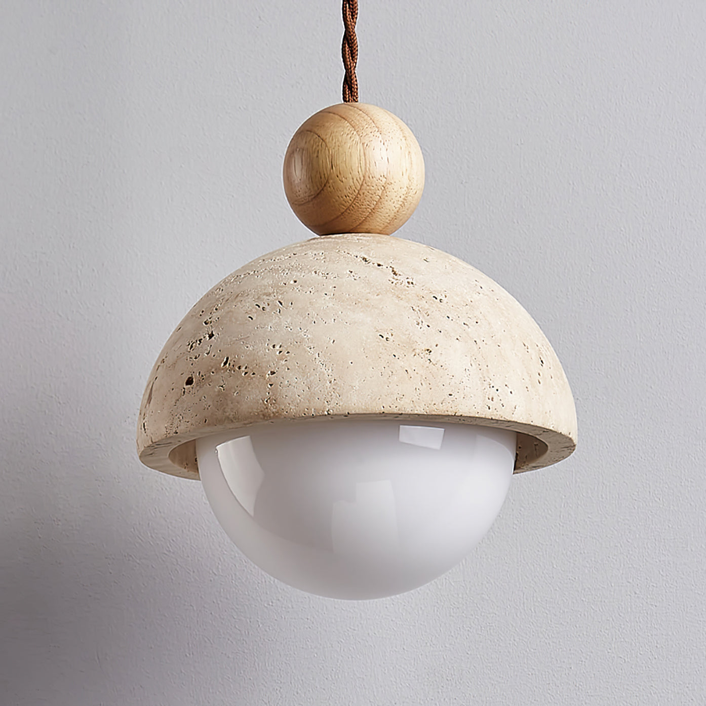 Aurelle | Pendant Light With Travertine Glass Dome