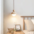 Aurelle | Pendant Light With Travertine Glass Dome