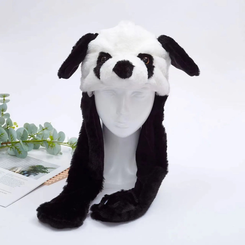 Interactive Plush Hat with Pop-Up Ears and Squeeze Paws