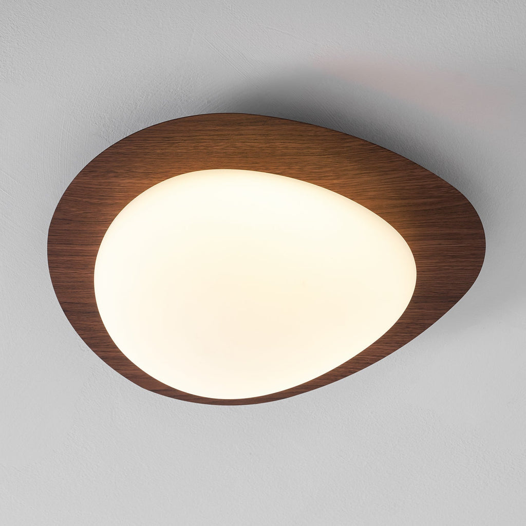 Plafoniera LED Riverstone — profilo ribassato da 8 cm, finitura effetto venatura del noce