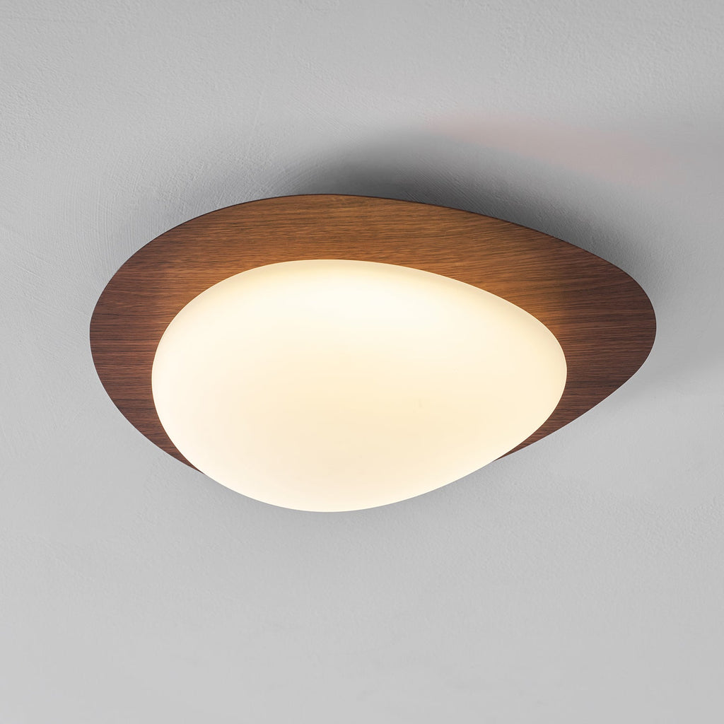 Plafoniera LED Riverstone — profilo ribassato da 8 cm, finitura effetto venatura del noce
