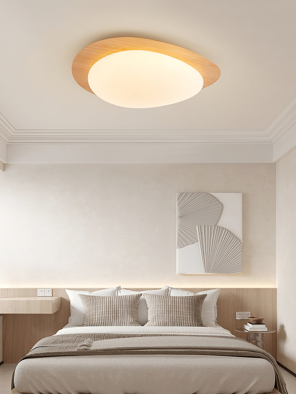 Plafoniera LED Riverstone — profilo ribassato da 8 cm, finitura effetto venatura del noce