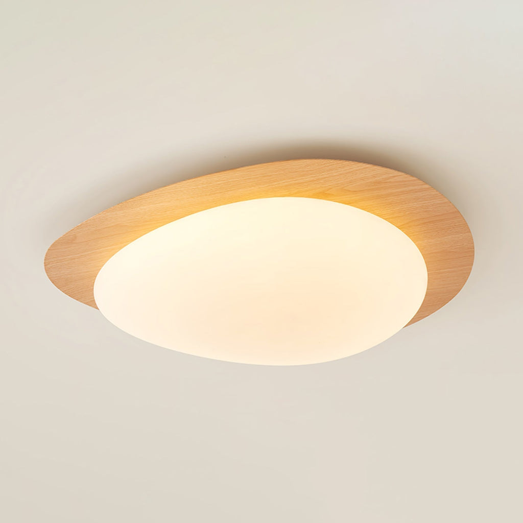 Plafoniera LED Riverstone — profilo ribassato da 8 cm, finitura effetto venatura del noce