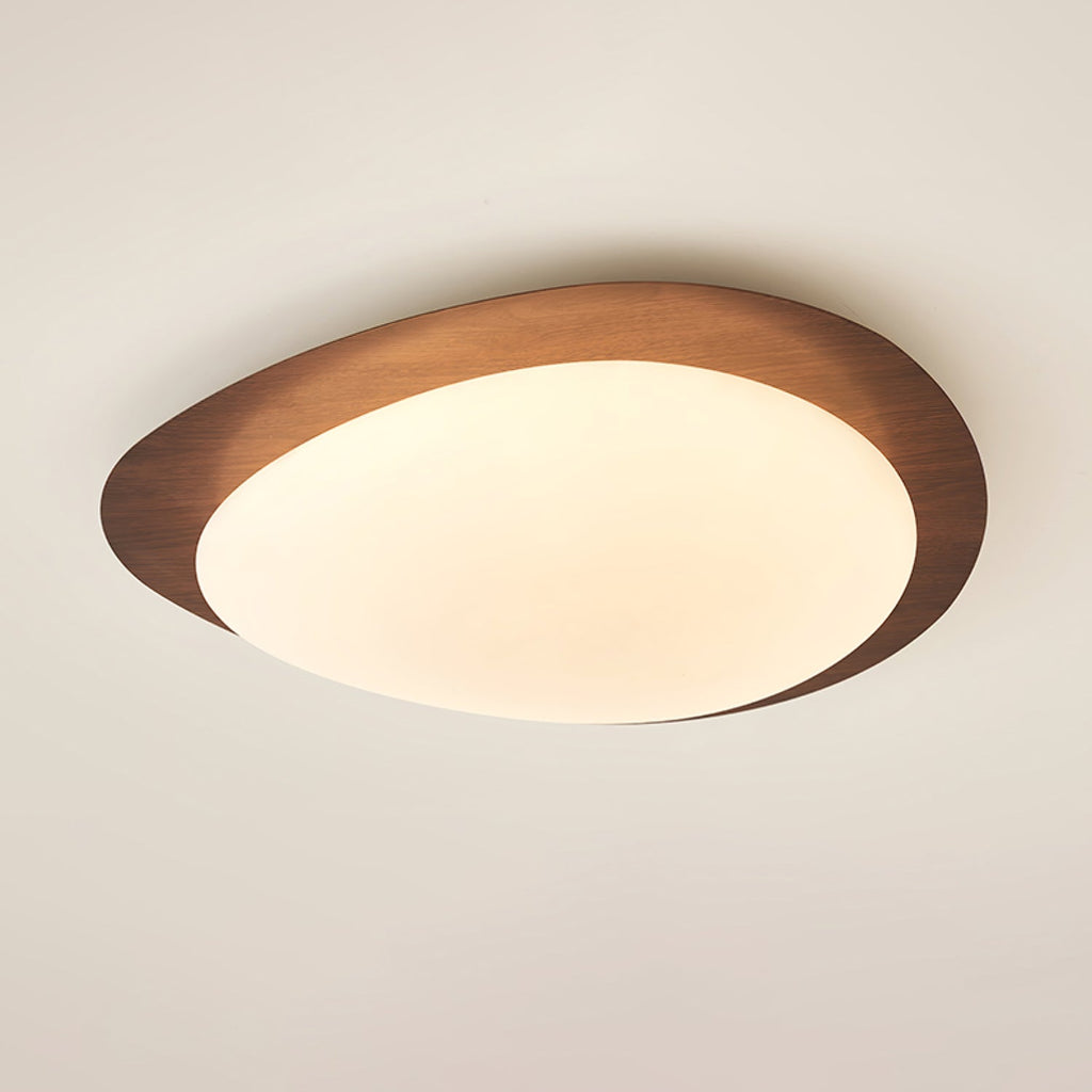 Plafoniera LED Riverstone — profilo ribassato da 8 cm, finitura effetto venatura del noce