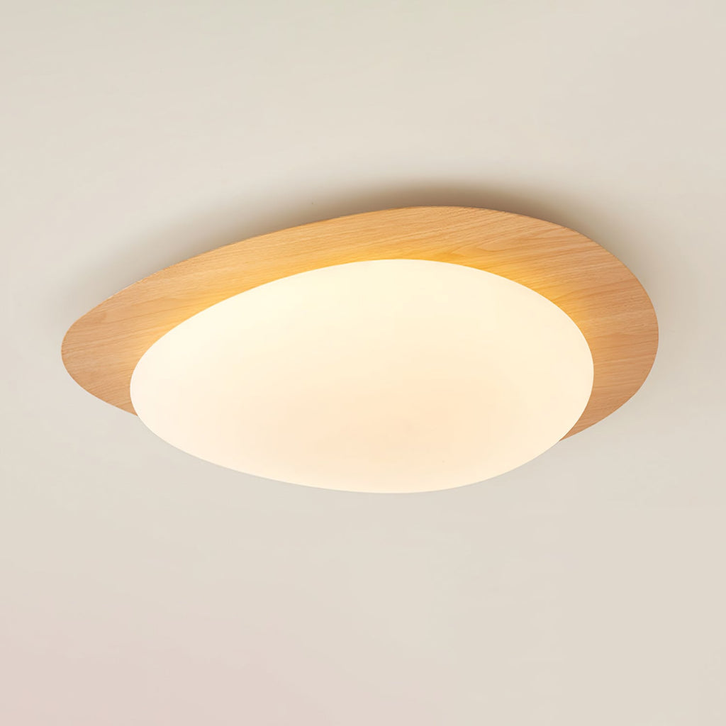 Plafoniera LED Riverstone — profilo ribassato da 8 cm, finitura effetto venatura del noce