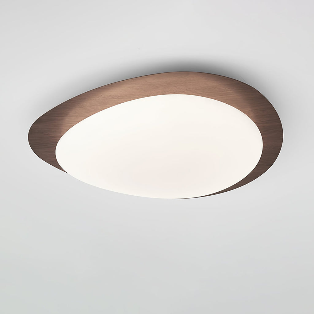 Plafoniera LED Riverstone — profilo ribassato da 8 cm, finitura effetto venatura del noce