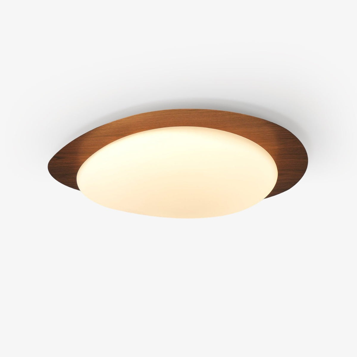 Plafoniera LED Riverstone — profilo ribassato da 8 cm, finitura effetto venatura del noce