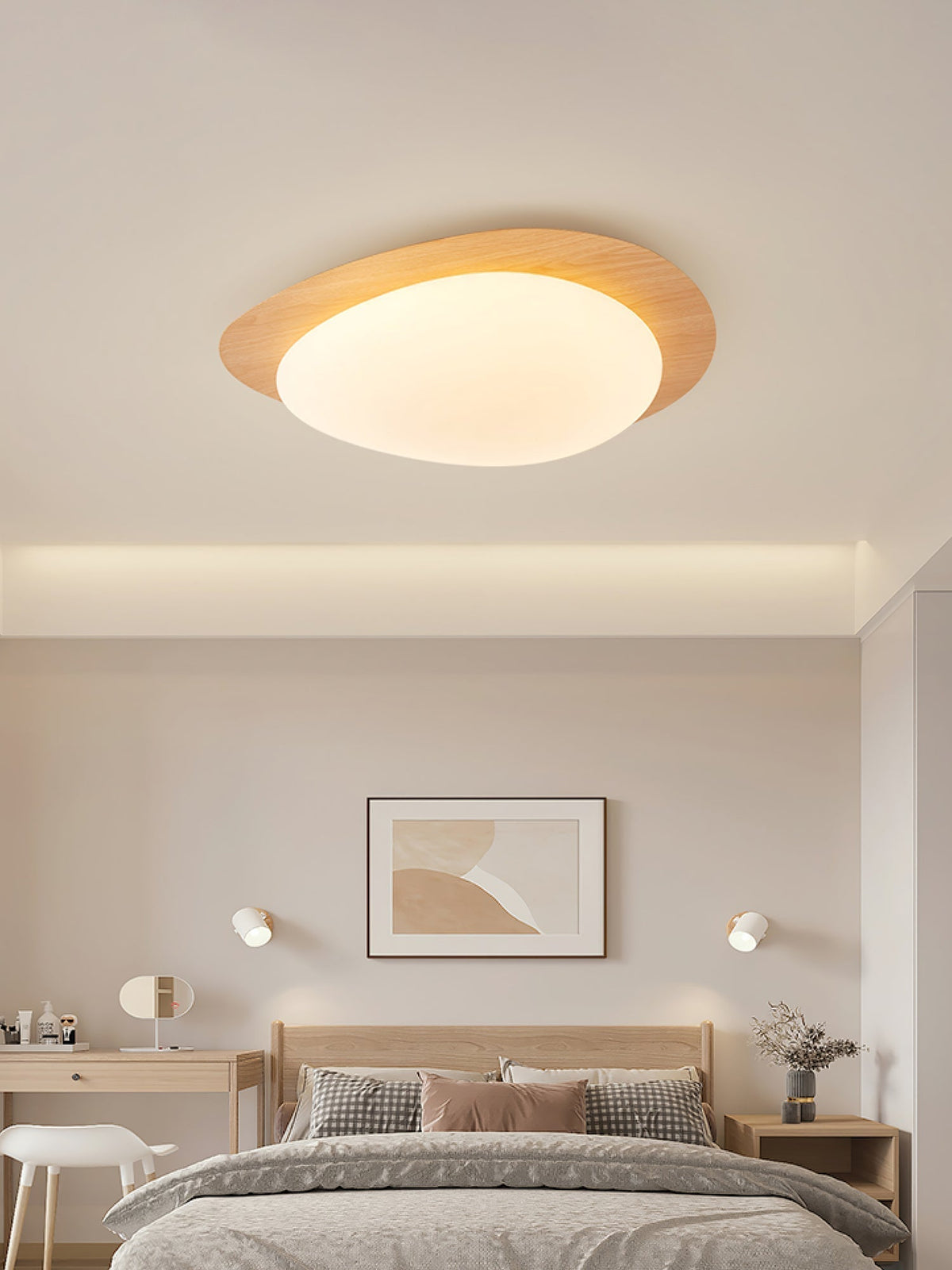 Plafoniera LED Riverstone — profilo ribassato da 8 cm, finitura effetto venatura del noce