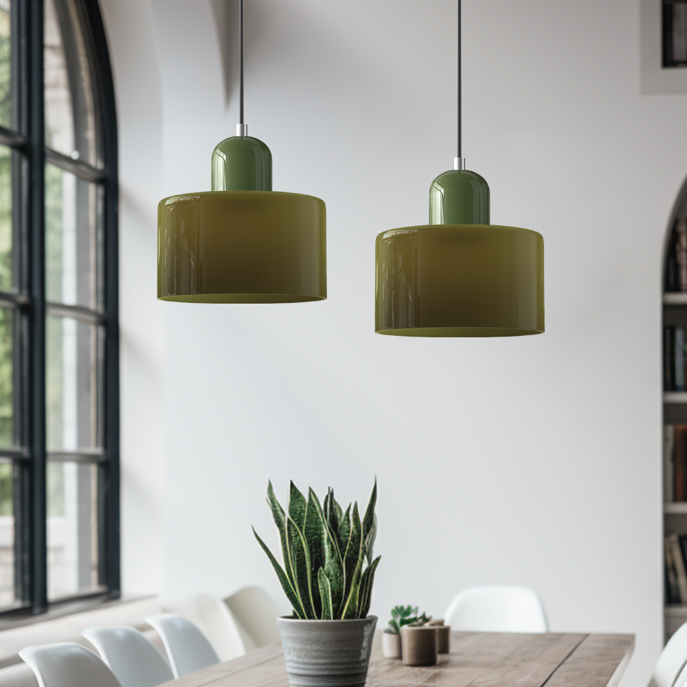 Pendant Light Glass E27 Bulb Compatible Adjustable Cord Ceiling Lamp | Euroselle