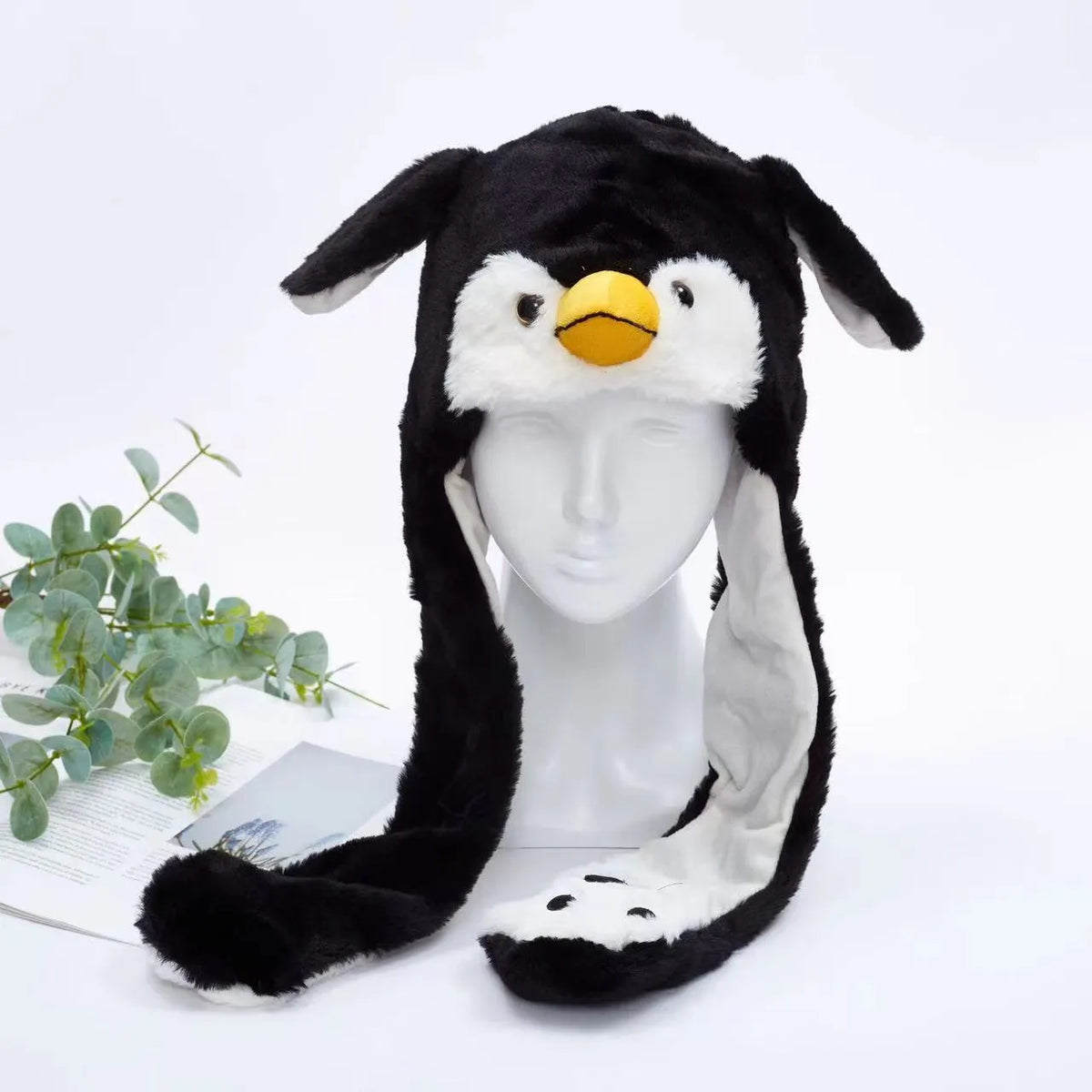 Interactive Plush Hat with Pop-Up Ears and Squeeze Paws
