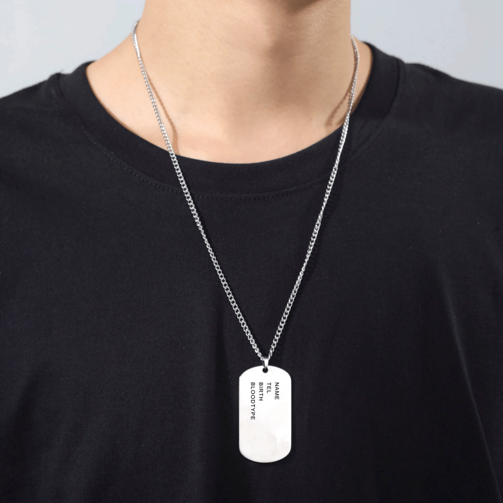 NovaForge Collana con piastrina identificativa per cani in acciaio inox — incisa, impermeabile e resistente