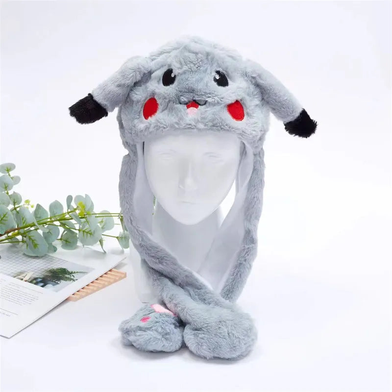 Interactive Plush Hat with Pop-Up Ears and Squeeze Paws
