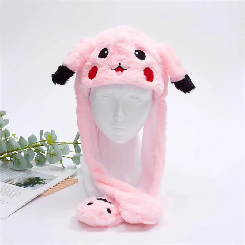 Interactive Plush Hat with Pop-Up Ears and Squeeze Paws