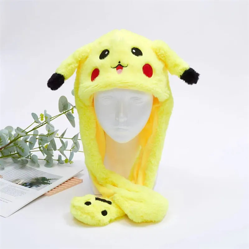 Interactive Plush Hat with Pop-Up Ears and Squeeze Paws