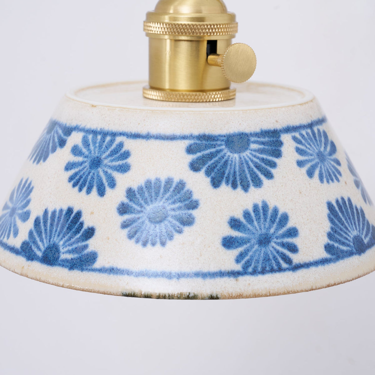 Blue & White Ceramic Sconce — Brass Hardware, Hardwired E26 Socket