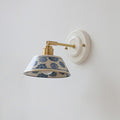 Blue & White Ceramic Sconce — Brass Hardware, Hardwired E26 Socket