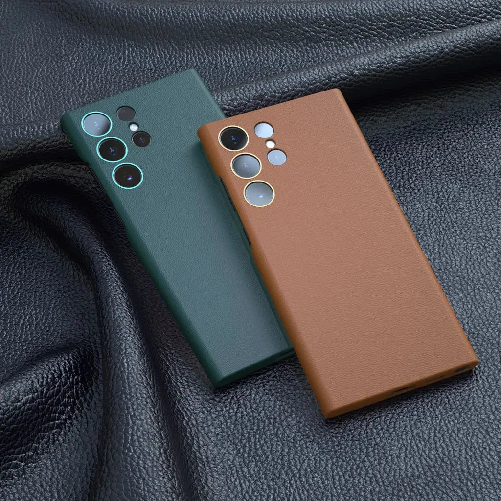 Iskunkestävä nahkainen Samsung Galaxy S25 S24 S23 S22 S21 Ultra Plus -kotelo