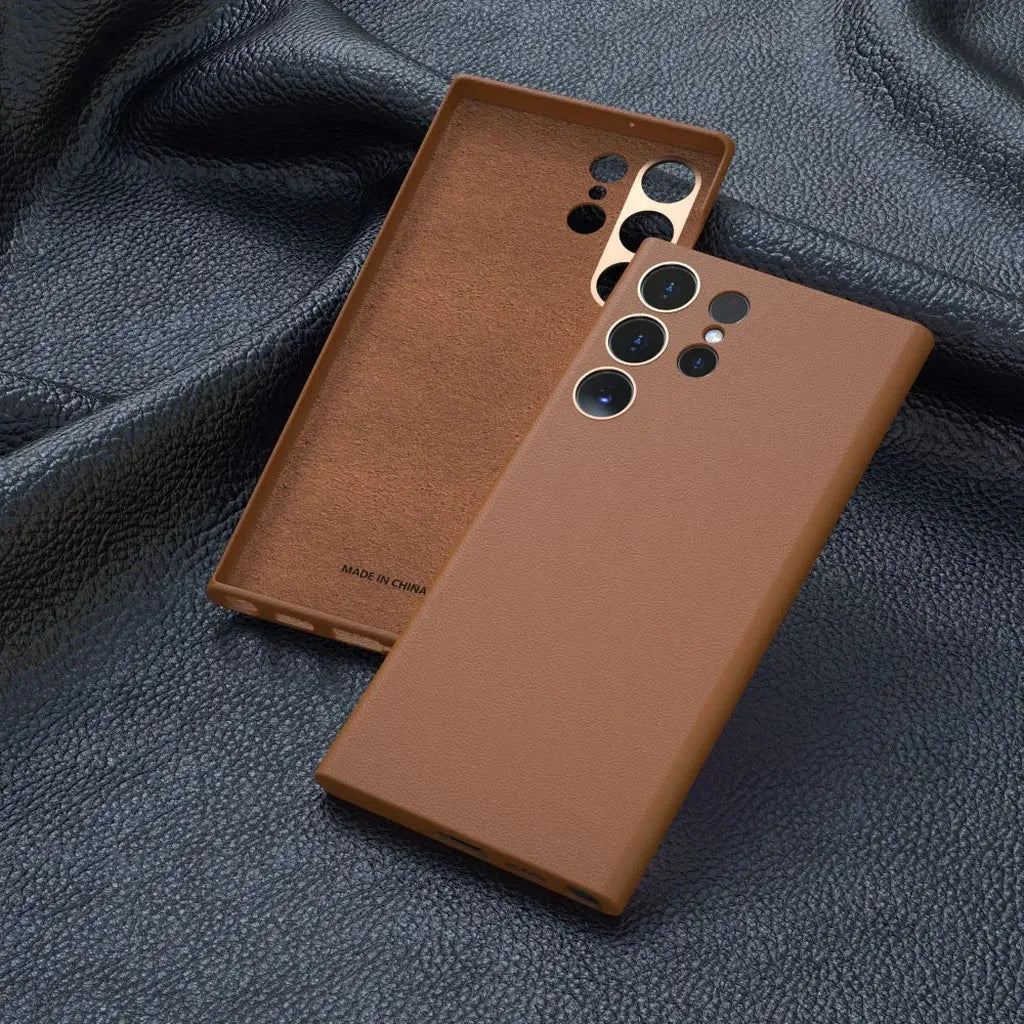 Iskunkestävä nahkainen Samsung Galaxy S25 S24 S23 S22 S21 Ultra Plus -kotelo
