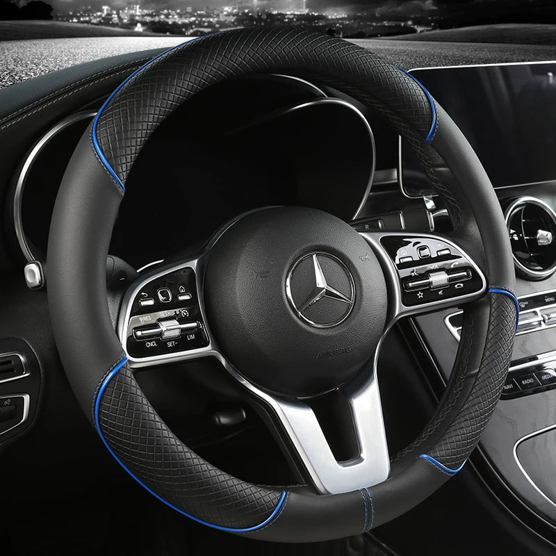 Prémiový potah na volant z umělé kůže s diamantovým protiskluzovým vzorem pro lepší pohodlí a kontrolu při řízení - Euroselle