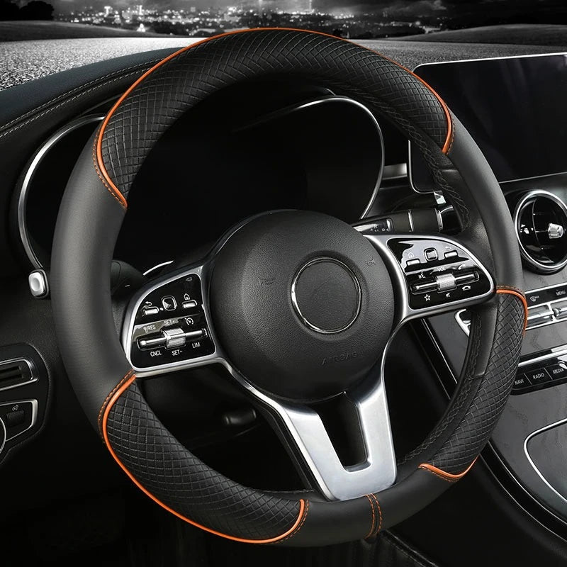 Prémiový potah na volant z umělé kůže s diamantovým protiskluzovým vzorem pro lepší pohodlí a kontrolu při řízení - Euroselle