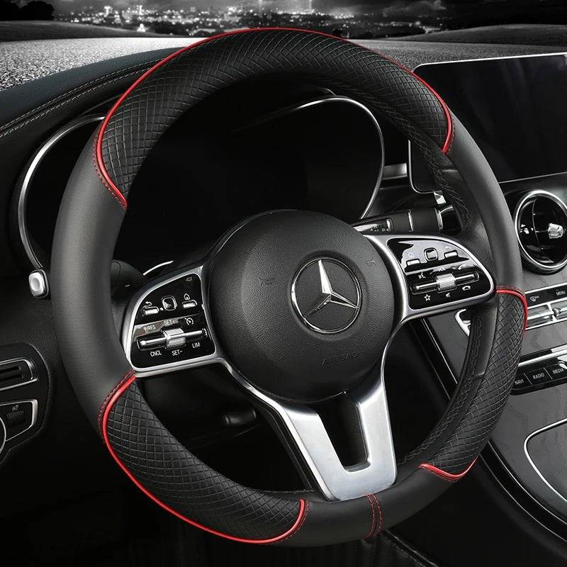 Prémiový potah na volant z umělé kůže s diamantovým protiskluzovým vzorem pro lepší pohodlí a kontrolu při řízení - Euroselle
