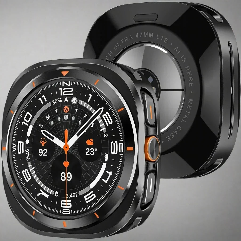 Capa metálica de encaixe para Samsung Galaxy Watch 7 Ultra 47mm — Ecrã aberto