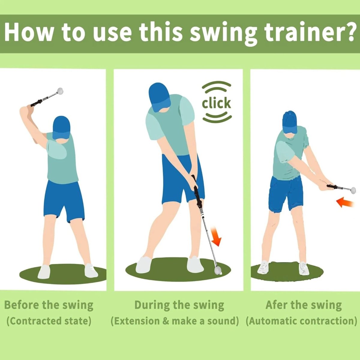 TempoPulse Golf-Schwungtrainer – Ausziehbare Konstruktion, hörbares Klick-Feedback