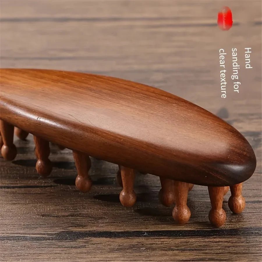 Tranquil Root Rosewood Scalp Massage Comb — Dense Wooden Teeth
