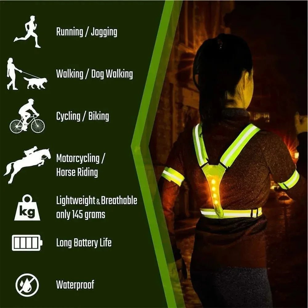 LED běžecká vesta LumaStride — nastavitelná velikost, viditelnost ze všech stran