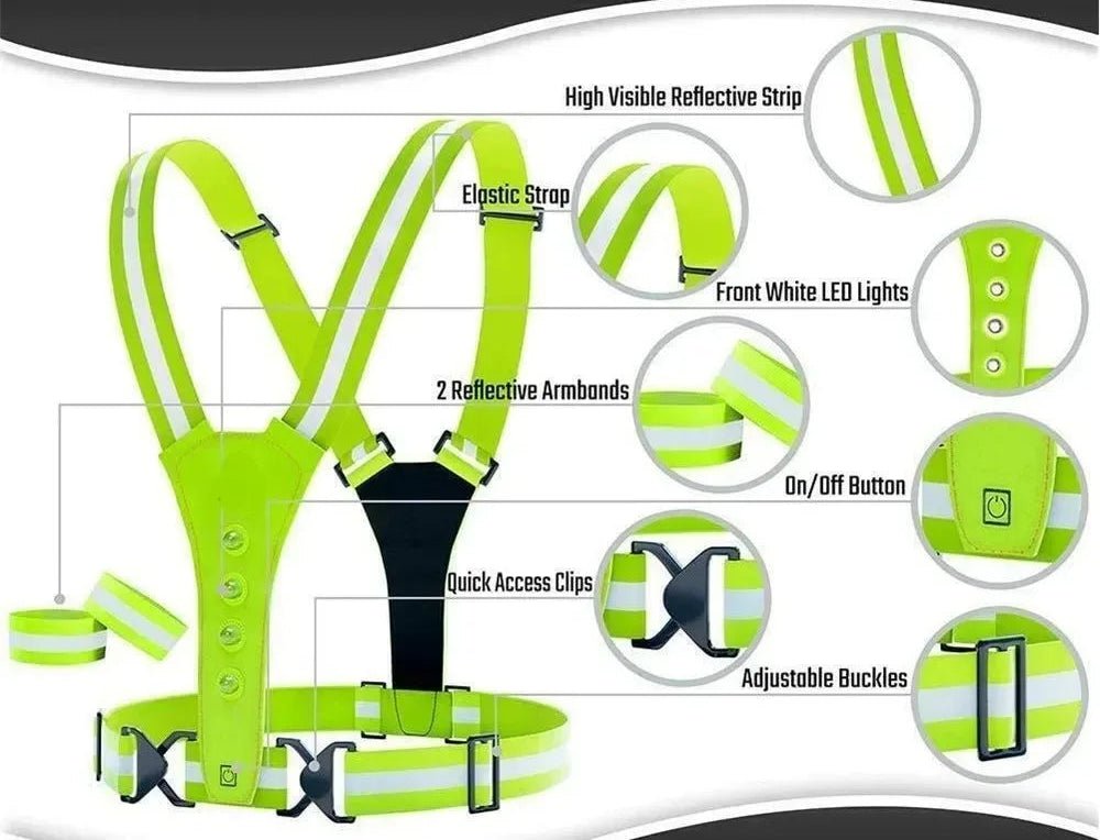 LED běžecká vesta LumaStride — nastavitelná velikost, viditelnost ze všech stran