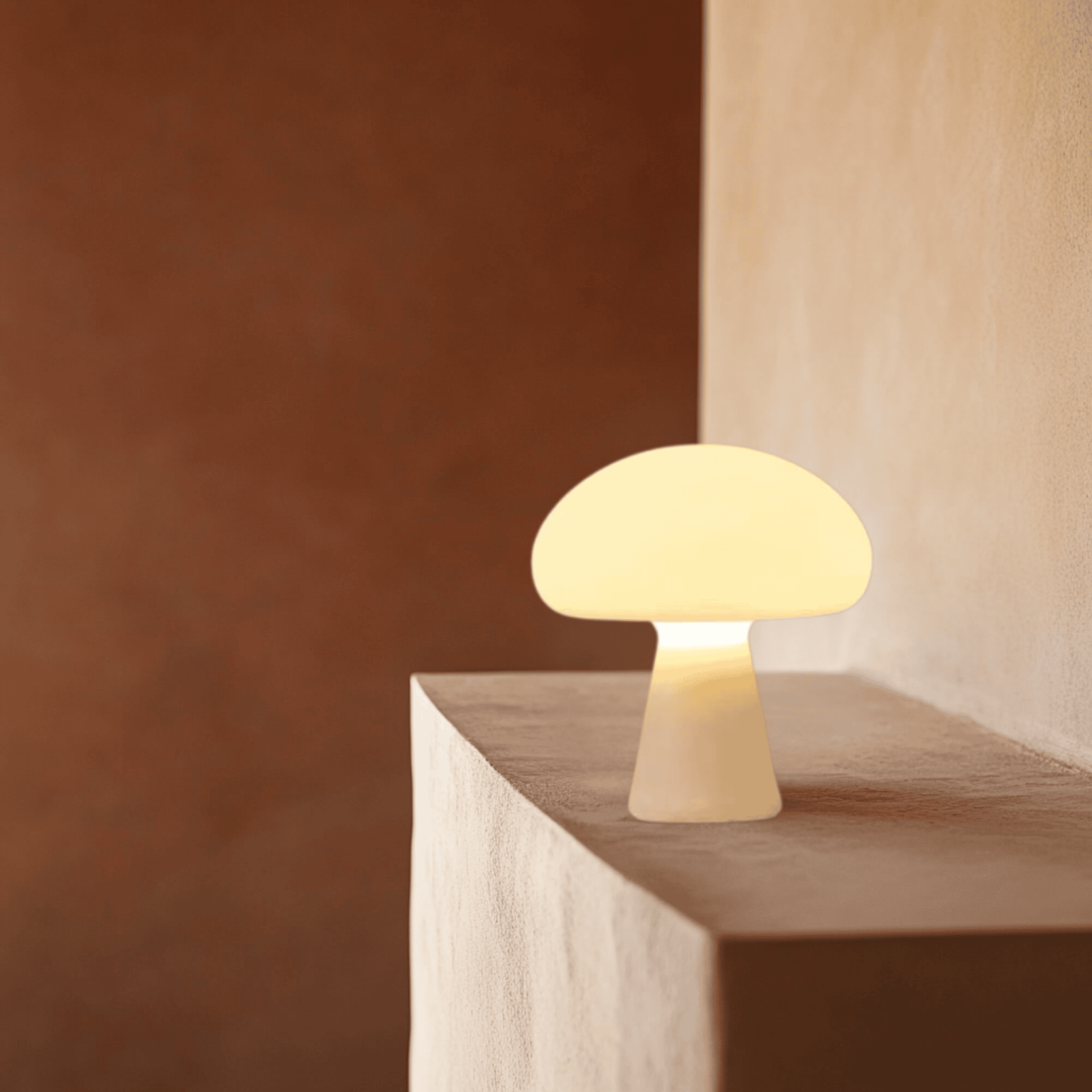 Mushroom Table Lamp, Rechargeable, Touch Dimmer, Warm Light | Euroselle
